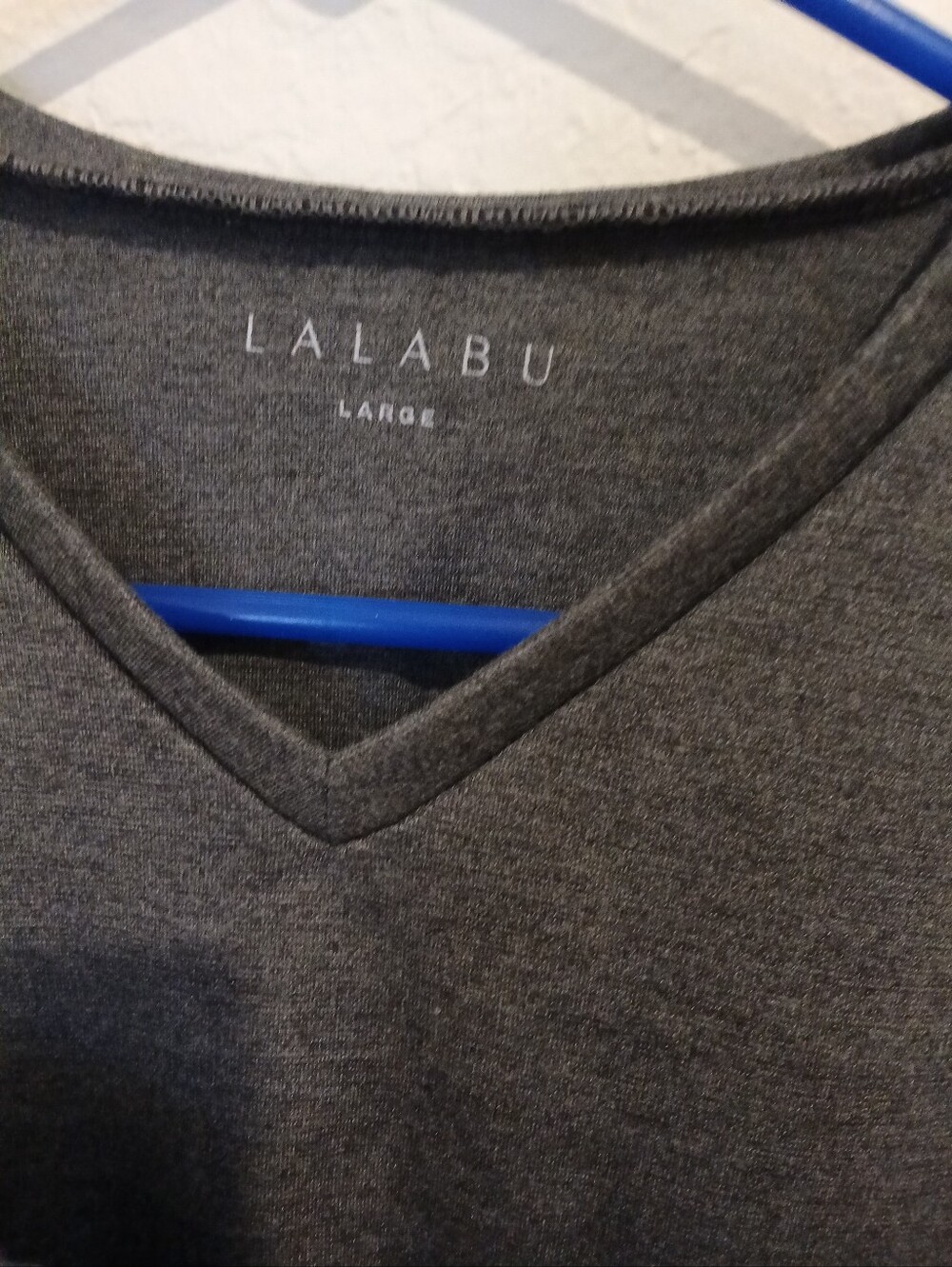 LALABU Gray V-Neck Shirt - Large